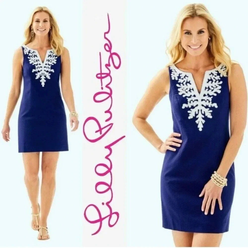 Lilly Pulitzer Gabby Shift Dress in True Navy Size 00 NWT New
